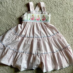 Shrimp and Grits Kids smocked sailboat dress. 4T